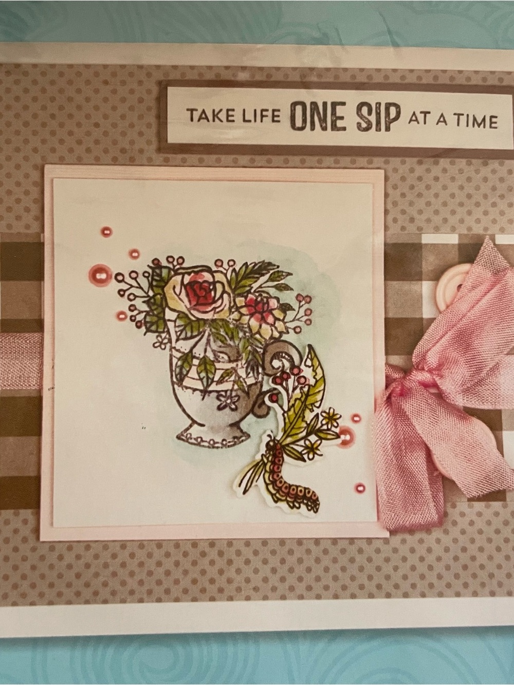 Spellbinders “Take Life ONE SIP At A Time” Rare Stamp & Die Template Set, New